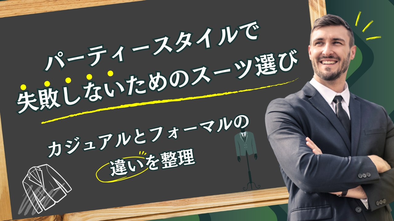 パーティースタイルで失敗しないためのスーツ選び｜カジュアルとフォーマルの違いを整理